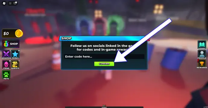 Hunty Zombie codes redemption tutorial step 2 - code input popup interface for entering working codes and getting rewards